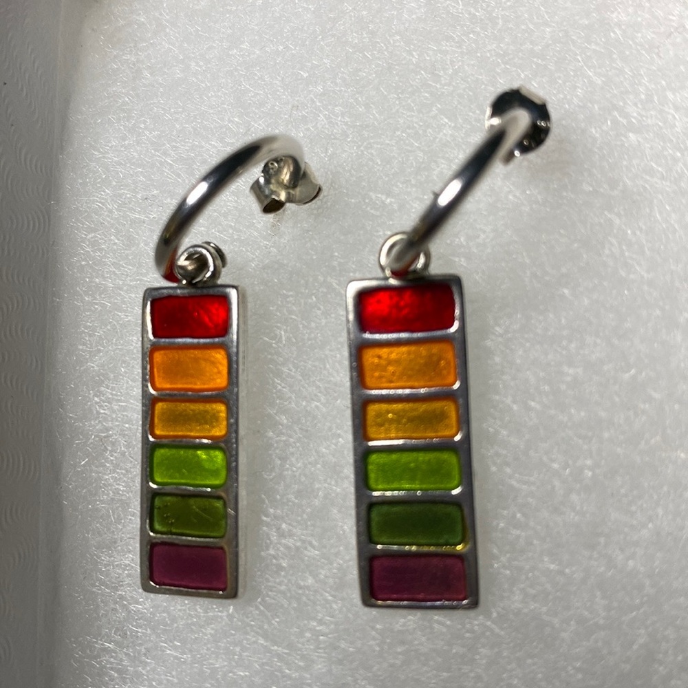 Sterling Silver Earrings with Rainbow Colors 🌈